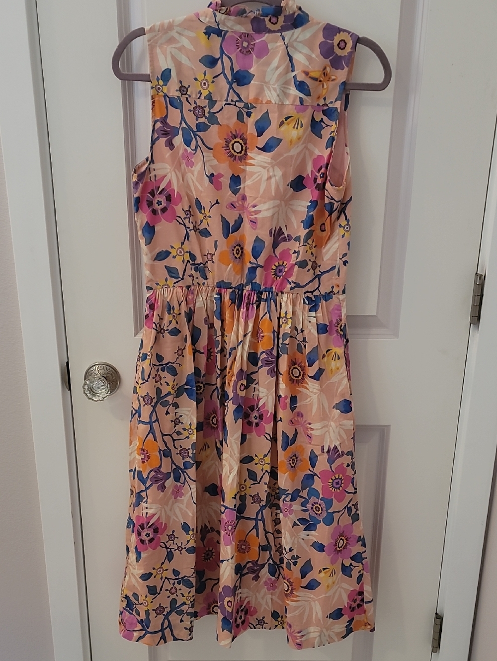 J. Crew Pink Floral Sleeveless Dress with Pink, Blue & Yellow Flowers